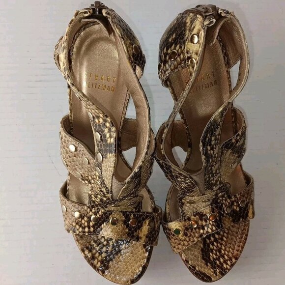 Stuart Weitzman Women's Airforce Roccia Serpent Snake Leather Designer Pumps 6 - Picture 5 of 13